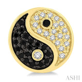1/4 Ctw Petite Tao Yin Yang Black and White Round Cut Diamond Fashion Stud Earring in 10K Yellow Gold