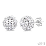 1/5 Ctw Petite Disco Ball Round Cut Diamond Fashion Stud Earring in 10K White Gold