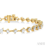 3 1/2 Ctw Mixed Shape Fusion Diamond Fashion Bracelet in 14K Yellow Gold