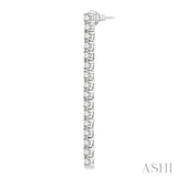 3 ctw Single Line Drop Round Cut Diamond Tennis Earring in 14K White Gold