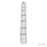 3/4 Ctw Graduated Round Cut Diamond Fashion Hoop Earrings in 14K White Gold