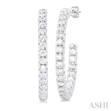 1/2 Ctw French Pave Set Round Cut Diamond Fashion Half Hoop Earring in 14K White Gold