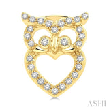 1/6 Ctw Petite Owl Round Cut Diamond Fashion Stud Earring in 10K Yellow Gold