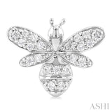 1/8 Ctw Petite Bumble Bee Round Cut Diamond Fashion Stud Earring in 10K White Gold