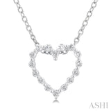 1/10 Ctw Heart Shape Round Cut Diamond Pendant With Chain in Sterling Silver