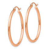 14k Rose Gold Polished 2mm Lightweight Tube Hoop Earrings