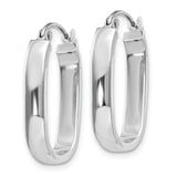 14k White Gold Polished Oval Tube Hoop Earrings