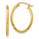 14k 2mm Oval Hoop Earrings