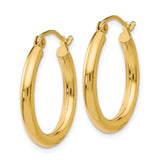 14K Polished 2.5mm Tube Hoop Earrings