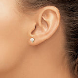 14k 5-6mm White Round Akoya Saltwater Cultured Pearl and .02 Carat Diamond Post Earrings