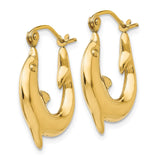 14k Polished Dolphin Hoop Earrings