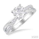 1/6 ctw Criss-Cross Round Cut Diamond Semi Mount Engagement Ring in 14K White Gold
