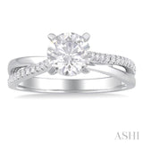 1/6 ctw Criss-Cross Round Cut Diamond Semi Mount Engagement Ring in 14K White Gold