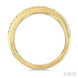 5/8 Ctw Wide 4-Stone Emerald & Round Cut Diamond Fashion Band in 14K Yellow Gold