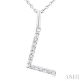 1/20 Ctw Initial 'L' Round Cut Diamond Fashion Pendant With Chain in Sterling Silver