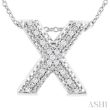 1/20 ctw Bubble Accent Initial 'X' Round Cut Diamond Fashion Pendant With Chain in Sterling Silver