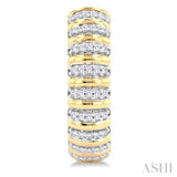 1/4 ctw Ribbed Round Cut Diamond Half Hoop Earring in 10K Yellow Gold