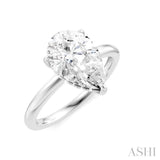 1/10 Ctw Pear Shape Round Cut Diamond Semi Mount Engagement Ring in 14K White Gold