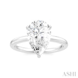 1/10 Ctw Pear Shape Round Cut Diamond Semi Mount Engagement Ring in 14K White Gold
