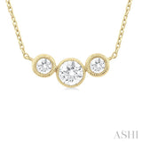 1/2 ctw Past, Present & Future 3-Stone Bezel Set Round Cut Diamond Necklace in 14K Yellow Gold