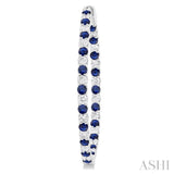 2.5 MM Round Cut Sapphire and 2 1/2 ctw Round Cut Diamond Precious Inside-Out Alternating Hoop Earrings in 14K White Gold