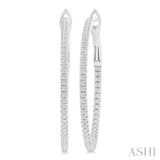1/3 ctw Inside & Outside Round Cut Diamond Hoop Earring in 14K White Gold