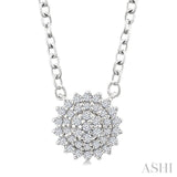 1/6 Ctw Petite Round Shape Round Cut Diamond Cluster Fashion Pendant With Chain in 10K White Gold