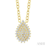 1/6 Ctw Petite Pear Shape Round Cut Diamond Cluster Fashion Pendant With Chain in 10K Yellow Gold