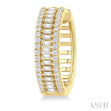 1 ctw Baguette and Round Cut Diamond Fashion Huggies in 14K Yellow Gold
