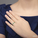 2.3 MM Emerald and 1/5 ctw Round Cut Diamond Precious Band in 14K Yellow Gold