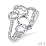 1/10 ctw Twin Heart Diamond Ring in 14K White Gold