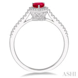 6x4 MM Pear Shape Ruby and 1/5 Ctw Round Cut Diamond Precious Ring in 10K White Gold