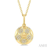 1/6 Ctw Petite Soccer Ball Round Cut Diamond Fashion Pendant With Chain in 10K Yellow Gold
