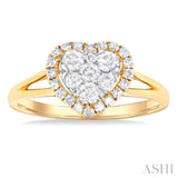 1/2 Ctw Heart Shape Lovebright Round Cut Diamond Engagement Ring in 14K Yellow & White gold
