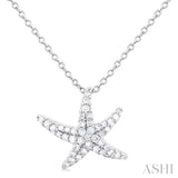 1/5 Ctw Petite Starfish Round Cut Diamond Fashion Pendant With Chain in 10K White Gold