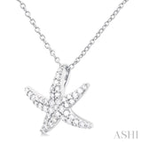 1/5 Ctw Petite Starfish Round Cut Diamond Fashion Pendant With Chain in 10K White Gold