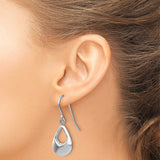 14k White Gold Teardrop Hollow Dangle Earrings