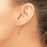 14K Mini Cross with Heart Leverback Earrings