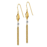 14k Two-tone Bead and Chain Dangle Earrings