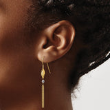 14k Two-tone Bead and Chain Dangle Earrings