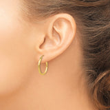 14k Polished 2x20mm Tube Hoop Earrings