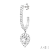 1/2 Ctw Pear and Round Cut Diamond Fashion Half Hoop Earrings in 14K White Gold
