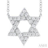 1/4 Ctw Star of David Round Cut Diamond Fashion Pendant With Chain in 14K White Gold