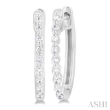 1/6 Ctw Petite Shared Prong Round Cut Diamond Hoop Earring in Sterling Silver
