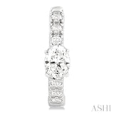 3/8 Ctw Oval Shape and Round Cut Diamond Fashion Huggie Petite Earrings in 14K White Gold