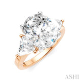 1 1/10 Ctw Oval Shape Trillion Cut & Round Cut Diamond Semi-Mount Engagement Ring in 14K Rose and White Gold