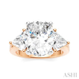 1 1/10 Ctw Oval Shape Trillion Cut & Round Cut Diamond Semi-Mount Engagement Ring in 14K Rose and White Gold