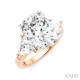 1 1/10 Ctw Oval Shape Trillion Cut & Round Cut Diamond Semi-Mount Engagement Ring in 14K Rose and White Gold