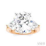 1 1/10 Ctw Oval Shape Trillion Cut & Round Cut Diamond Semi-Mount Engagement Ring in 14K Rose and White Gold