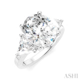 1 1/10 Ctw Oval Shape Trillion Cut & Round Cut Diamond Semi-Mount Engagement Ring in 14K White Gold